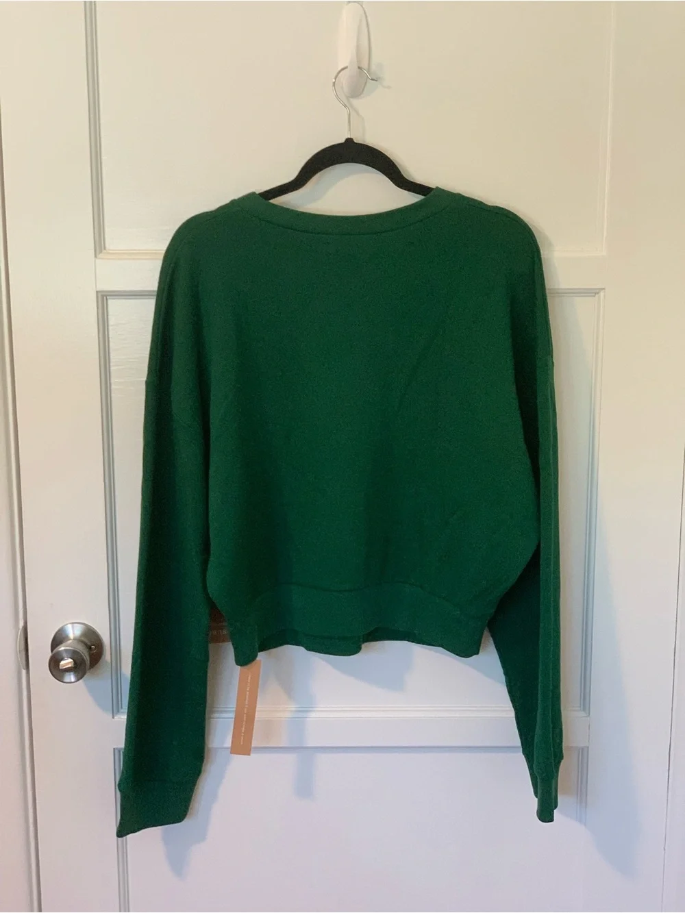 NWT Reformation Jeans Hunter Sweatshirt Cropped in Pine Green Color Size L